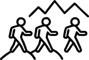 Mixed group hiking together in nature with copy space Set A vector
