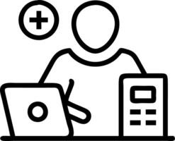 Medical billing specialist calculating expenses on bokeh digital art background Set A vector