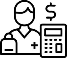Medical billing specialist calculating costs on bokeh digital art background Set A3 vector