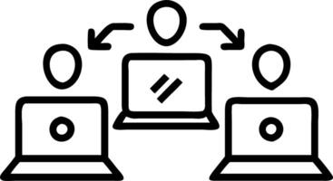 Marketing team creating content on laptops plain background copy space on top vector