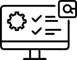 Manager reviewing data from automated quality assurance system on digital display Set A vector