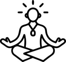 Manager practicing deep breathing in office vector