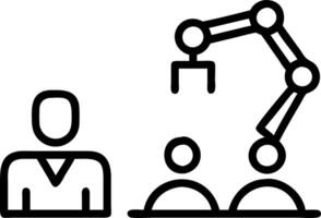 Manager overseeing robotic assembly line with digital interface in corporate setting Set A vector