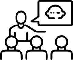 Manager discussing AI strategy with team in boardroom Set A vector