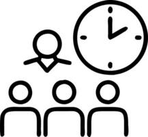 Manager conducting a team meeting with a wall clock in view Set 3 vector