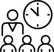 Manager conducting a team meeting with a wall clock in view Set 2 vector
