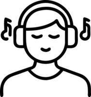 Man in park listening to music with calm expression Set A vector