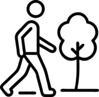 Man enjoying a relaxing walk in the park copy space on left Set A vector