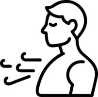 Man practicing deep breathing with soft abstract background copy space on left Set A vector
