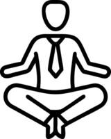 Man doing yoga in business attire with digital art background copy space on top vector