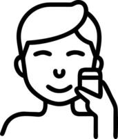 Man applying face moisturizer with macro close up copy space below Set A vector