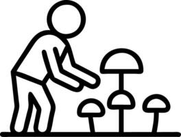 Man cultivating mushrooms in indoor urban farm setting Set A vector