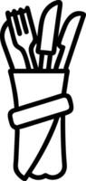 Macro shot of wooden cutlery in reusable cloth wrap representing waste free solutions Set A vector
