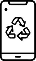 Macro shot of recycling app interface on smartphone with green data icons Set A vector
