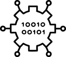 Macro shot of mechanical cog with digital code engraving and copy space Set A vector