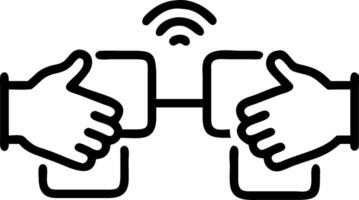 Macro shot of hands using wireless charging pads for collaborative digital work copy space on left Set A vector
