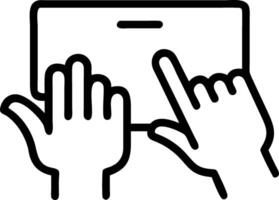 Macro shot of hands using touch screen interfaces for collaborative design copy space on right vector