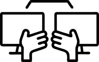 Macro shot of hands using dual monitors for collaborative digital design copy space on left Set A vector