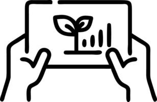 Macro shot of hands using a tablet to manage sustainable investments with green data charts Set A vector