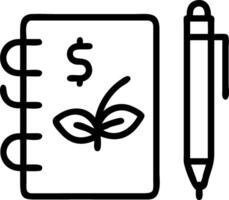 Macro shot of green financial planner pen and eco friendly notebook on desk Set A vector