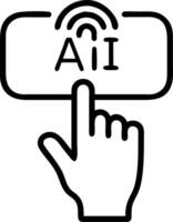 Macro shot of finger pressing AI voice assistant button on a smart device Set A vector