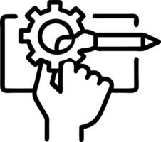 Macro shot of engineers hand sketching gear on transparent screen with copy space Set A vector