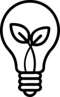 Macro shot of eco friendly light bulb with green filament in sustainable office leaving space for text Set A vector