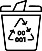 Macro shot of digital recycling bin icon with data analytics overlay Set A vector