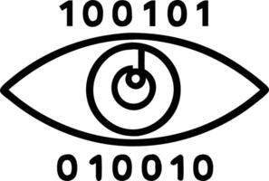 Macro shot of an eye with digital binary code overlay representing tech vision vector