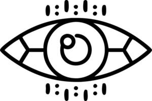 Macro shot of an eye with digital matrix overlay and copy space vector