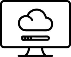 Macro shot of cloud storage icon illuminated on a computer screen with data upload progress bar Set A vector