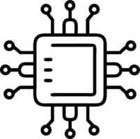 Macro shot of AI powered microchip with intricate circuitry in a lab setting vector