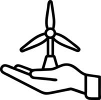Macro shot of a wind turbine model in hand vector