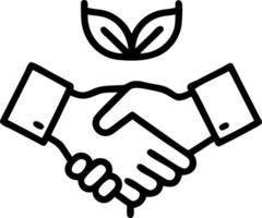 Macro shot of a handshake with green energy icons floating around and copy space vector
