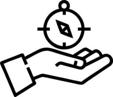 Macro shot of a hand holding a compass over a map vector