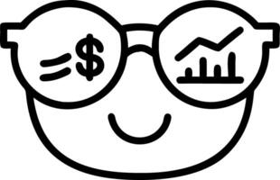 Macro of smiling businessman face with charts reflected in glasses Set A vector
