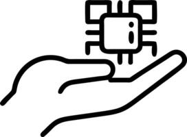 Macro of human hand holding microchip in industrial lab Set A vector