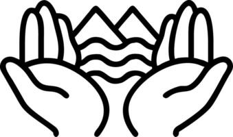 Macro of hands cupping clean water with farm reflection Set A vector