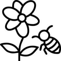 Macro of honeybee pollinating a flower in a field Set A vector