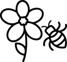 Macro image of honeybee pollinating a flower vector