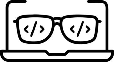 Macro close up of coding text reflected on eyeglasses of a developer working on laptop Set A vector