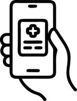 Macro image of a patients hand holding a smartphone with an AI healthcare app Set 2 vector