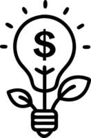 Light bulb with dollar sign filament and green leaf background and copy space Set 2 vector