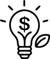 Light bulb with dollar sign filament and green leaf background and copy space Set A vector