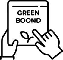 Investor checking green bond data on digital tablet with nature background Set A vector