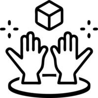 Hands touching a floating digital hologram with abstract shapes and bokeh lights Set A vector