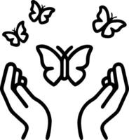 Hands releasing digital butterflies over an abstract background with soft bokeh effects Set A vector