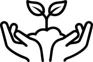 Hands holding a small plant with soft bokeh background Set A vector