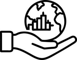 Hand holding globe with green cityscape overlay and copy space Set A vector
