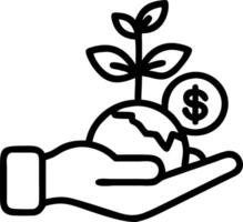 Hand holding globe with tree growing from coins and copy space Set A vector